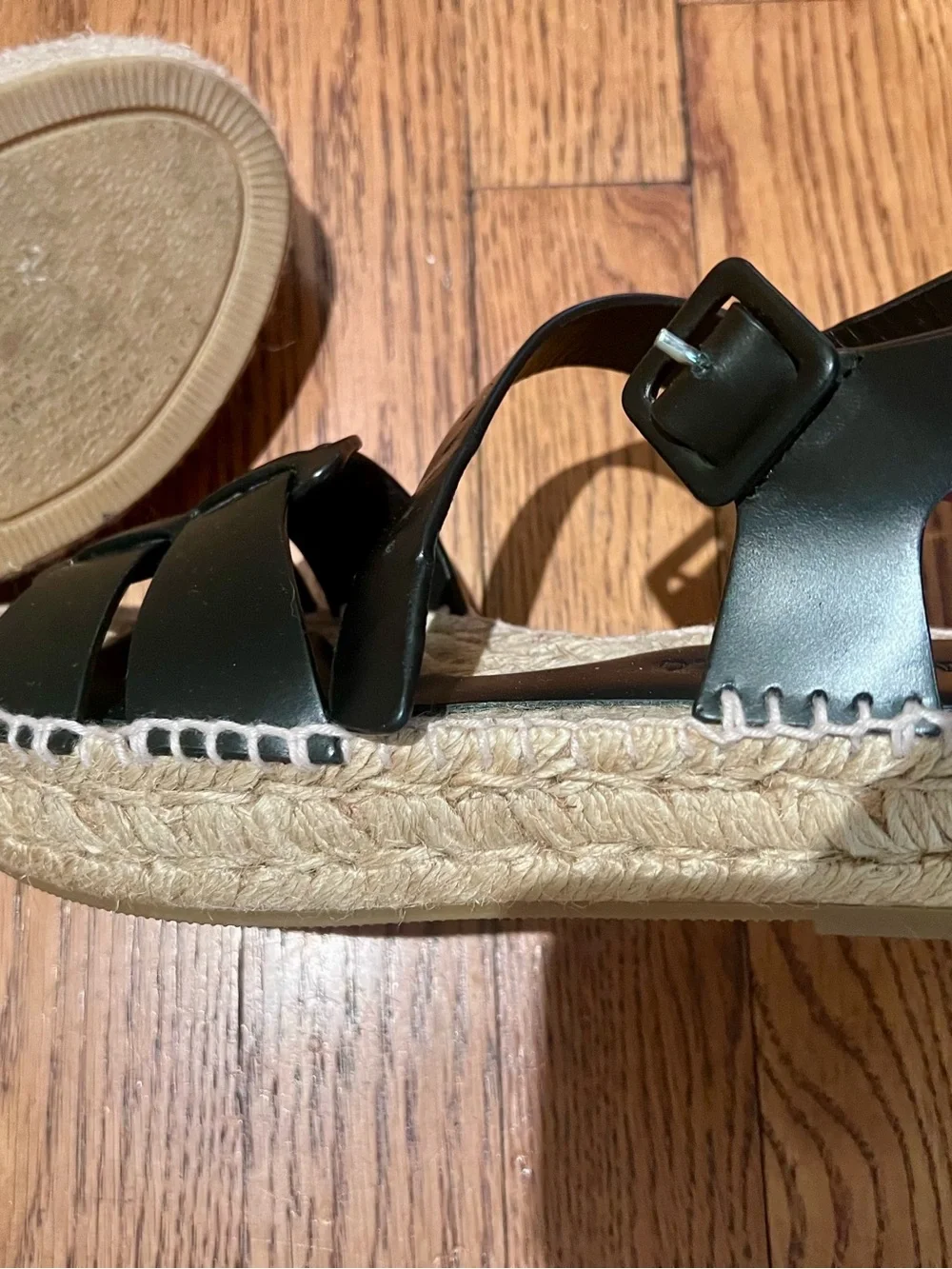 Paloma Barceló Black Leather Espadrille Platform Sandals